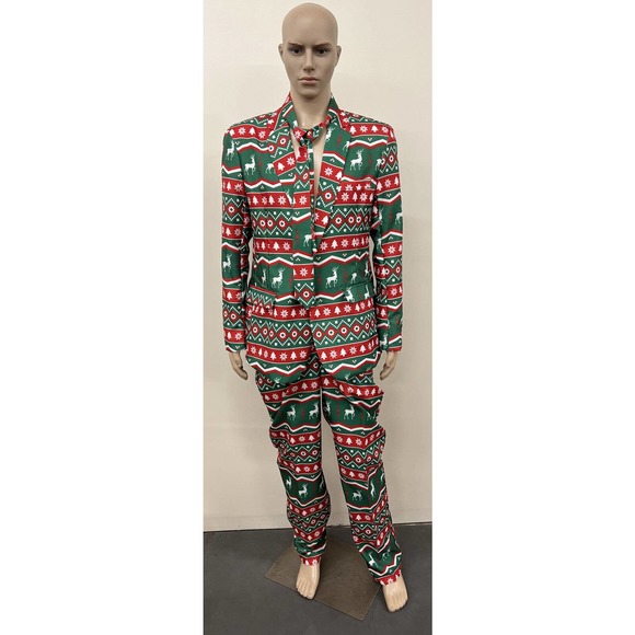 Suitmeister Christmas Mens Suit Blazer Tie Pants Sizes Lg/XL NWT Red, Green, Wht - Picture 1 of 15